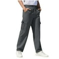 thumbnail image 1 of Cethrio Boys Cargo Pants, Casual Drawstring Relaxed Fit Open Bottom School Pants Gray Size 10-12, 1 of 3