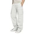 thumbnail image 1 of Cethrio Boys Cargo Pants, Multi-pocket Casual Elastic Waist Relaxed Fit School Pants White Size 10-12, 1 of 5