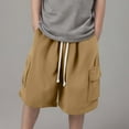 thumbnail image 1 of Cethrio Boys Cargo Shorts, Loose Athletic Elastic Waist Drawstring Summer Shorts Brown Size 14-16 T, 1 of 4