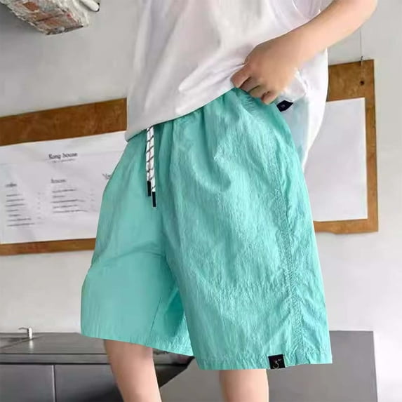 Cethrio Boys Cargo Shorts, Summer Relaxed Fit Elastic Waist Casual Knee Length Shorts Sky Blue Size 6