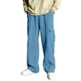 thumbnail image 1 of Cethrio Boys Cargo Sweatpants, Loose Fit Open Bottom Casual Straight-leg Athletic Pants Light Blue Size 10-12, 1 of 6