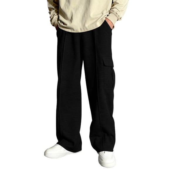 Cethrio Boys Cargo Sweatpants, Open Bottom Straight-leg Casual Loose Fit Athletic Pants Black Size 6