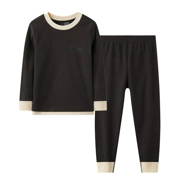 Cethrio Boys Casual Pajama Sets, 2 Piece Long Sleeve Soft Pullover Boys' Sleepwear Gray Size 12-13 T