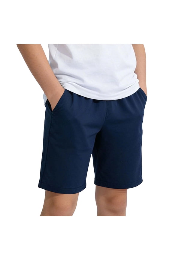 Boys Casual Shorts, Relaxed Fit Above the Knee Summer Elastic Waist Shorts with Pockets Navy Size 6