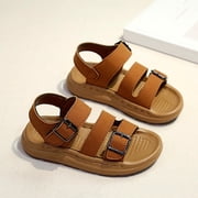 Cethrio Boys Comfort Sandals, Casual Non-slip Open Toe Holiday Kids Summer Shoes Brown Size 3Big Kids