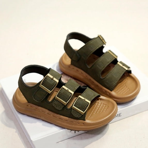 Cethrio Boys Comfort Sandals, Casual Non-slip Open Toe School Kids Summer Shoes Army Green Size 10(Little Kids)