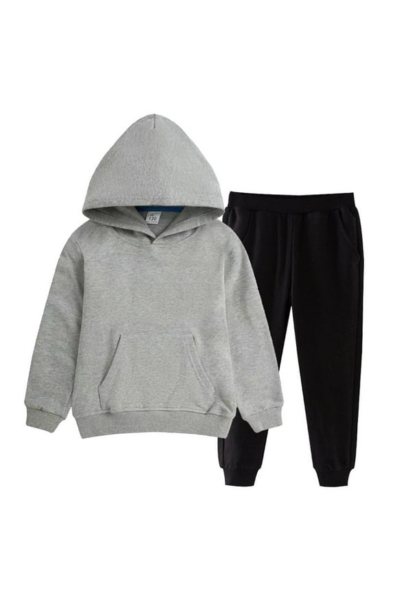Boys Cotton Outfit Sets, 2 Piece Loose Long Sleeve Hoodies with Sweatpants Sets Gray Size 3-15 T