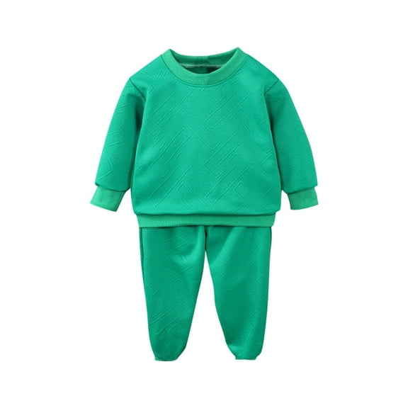 Cethrio Boys Cotton Outfit Sets, Casual Long Sleeve 2 Piece Sweatshirts and Sweatpants Sets Green Size 8