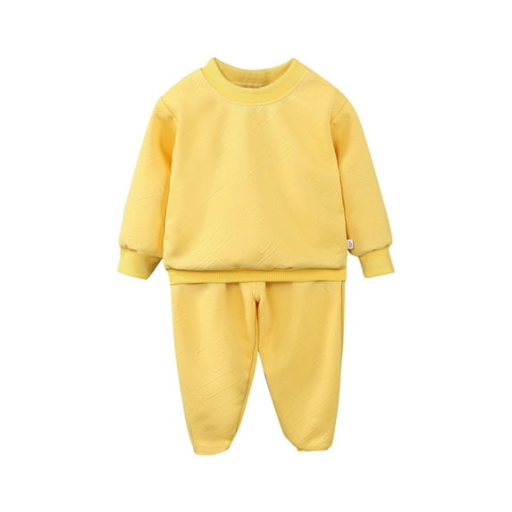 Cethrio Boys Cotton Outfit Sets, Long Sleeve Casual 2 Piece Sweatshirts and Sweatpants Sets Yellow Size 6