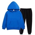 thumbnail image 1 of Cethrio Boys Cotton Outfit Sets, Long Sleeve Loose 2 Piece Hoodies with Sweatpants Sets Blue Size 14-16, 1 of 4