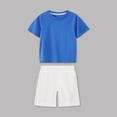 thumbnail image 1 of Cethrio Boys Cotton Outfit Sets, Summer 2 Piece Short Sleeve T-shirts with Shorts Blue Size 6, 1 of 8
