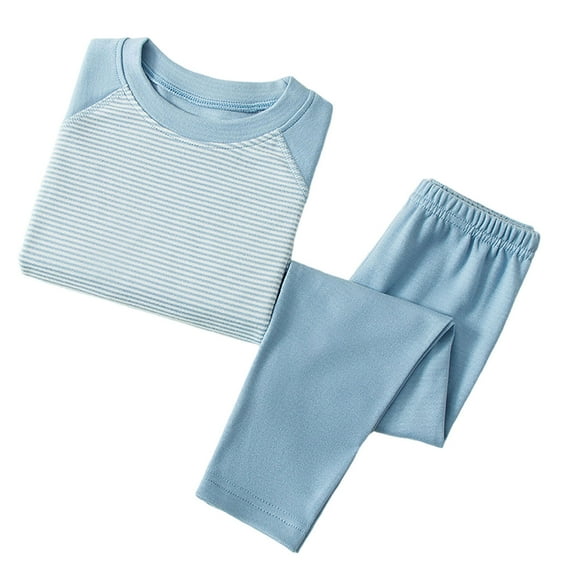Cethrio Boys Cotton Pajama Sets, 2 Piece Fall Comfy Thermal Boys' Sleepwear Blue Size 14-16 T