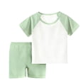 thumbnail image 1 of Cethrio Boys Cotton Pajama Sets, Comfy Casual Short Sleeve 2 Piece Kids' Summer Sleepwear Green Size 1-2T, 1 of 5