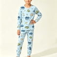 thumbnail image 1 of Cethrio Boys Cotton Pajama Sets, Long Sleeve Crew Neck 2 Piece Soft Boys' Sleepwear Light Blue Size 10-12T, 1 of 6