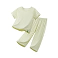 thumbnail image 1 of Cethrio Boys Cotton Pajama Sets, Short Sleeve Casual Breathable 2 Piece Kids' Summer Sleepwear Green Size 10, 1 of 5
