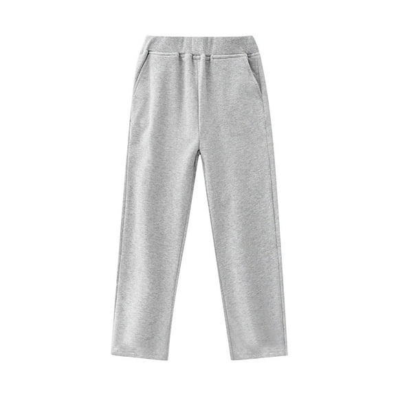 Cethrio Boys Cotton Pants Size 14-16, Elastic Waist Straight-leg Fall Casual Athletic Pants Gray
