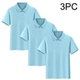 thumbnail image 1 of Cethrio Boys Cotton Polo Shirts Size 14-16, School Uniform 3 Piece Summer Collared Kids Short Sleeve Tops Light Blue Size 14, 1 of 8