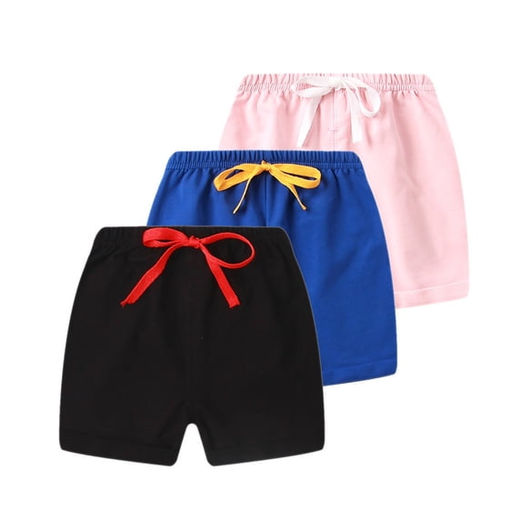Cethrio Boys Cotton Shorts, Sports Elastic Waist 3PC Drawstring Kids Athletic Shorts Sky Blue Size 2-3 T