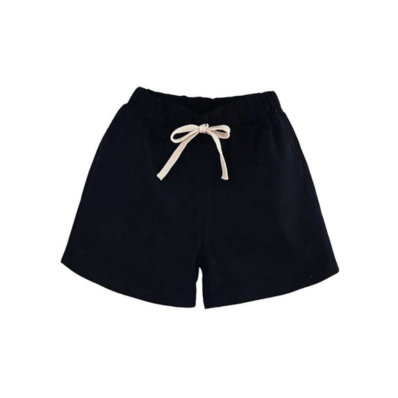 Cethrio Boys Cotton Shorts, Summer Elastic Waist Sports Drawstring Kids Athletic Shorts Black Size 18-19T