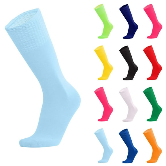 Cethrio Boys Cotton Socks, Knee High Stretch Breathable Baseball Soccer Socks Blue Size 6-14T