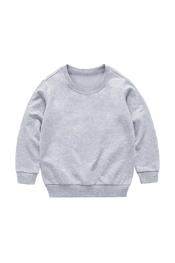 Boys Cotton Sweatshirts, Casual Spring Fall Long Sleeve Crewneck Pullover Tops Gray Size 1-13 T