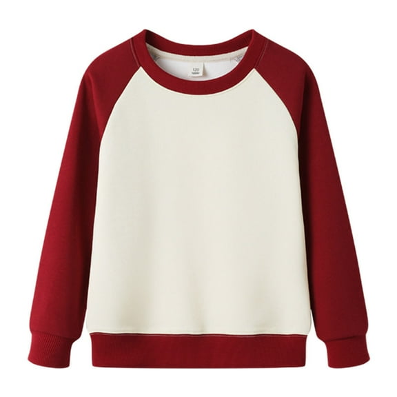 Cethrio Boys Cotton Sweatshirts, Long Sleeve Pullover Casual Crewneck Spring Fall Tops Red Size 10-12