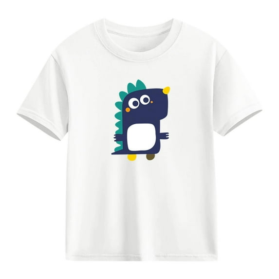 Cethrio Boys Cotton T-shirts, Casual Crewneck Summer Short Sleeve Graphic Tees for Boy White Size 8