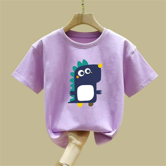 Cethrio Boys Cotton T-shirts, Casual Summer Crewneck Short Sleeve Graphic Tees for Boy Purple Size 10-12