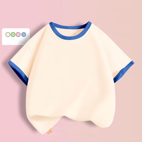 Cethrio Boys Cotton T-shirts, Crew Neck Short Sleeve Loose Casual Summer Tees Tops Blue Size 8