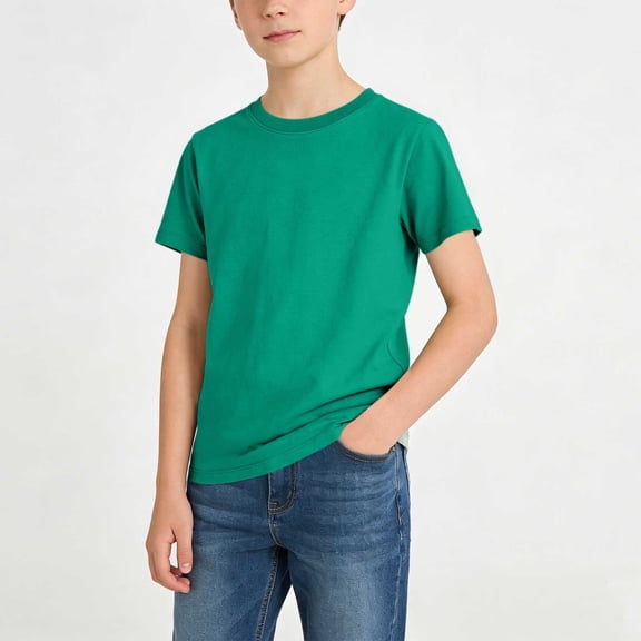 Cethrio Boys Cotton T-shirts, Crew Neck Soft Short Sleeve Casual Summer Tees Tops Green Size 2-3 T