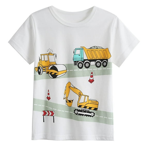 Cethrio Boys Cotton T-shirts, Graphic Short Sleeve Casual Crewneck Summer Tops White Size 7-8