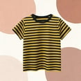 thumbnail image 1 of Cethrio Boys Cotton T-shirts, Striped Soft Short Sleeve Crew Neck Summer Tops for Boy Yellow Size 2-3 T, 1 of 3