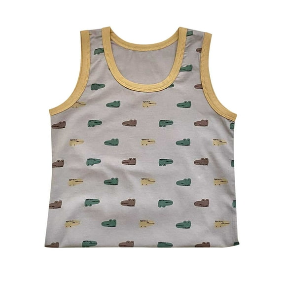 Cethrio Boys Cotton Tank Tops, Breathable Crewneck Printed Sleeveless Summer Undershirts Multicolor Size 8