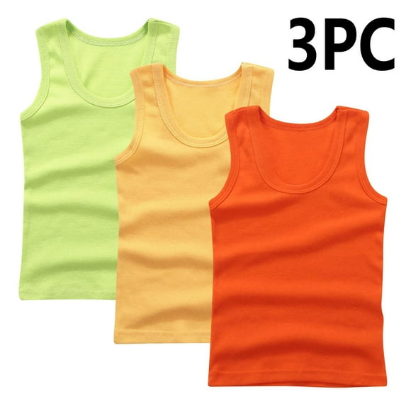 Cethrio Boys Cotton Tank Tops, Crewneck Athletic Casual 3 Piece Summer Tops Army Green Size 14