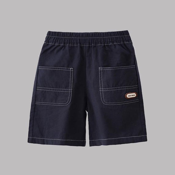 Cethrio Boys Denim Shorts, Elastic Waist Casual Relaxed Fit Summer Shorts with Pockets Blue Size 5 T
