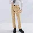 thumbnail image 1 of Cethrio Boys Dress Pants, Buttons Mid Waist Straight Leg Casual School Uniform Pants Khaki Size 10-12, 1 of 5