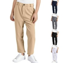 Cethrio Boys Dress Pants, Casual Cotton Stretchy Straight-leg School Uniform Pants Khaki Size 12