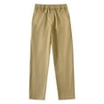 thumbnail image 1 of Cethrio Boys Dress Pants, Cotton Casual Straight Leg Elastic Waist School Uniform Pants Khaki Size 10-12, 1 of 7