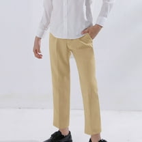 Cethrio Boys Dress Pants, Straight Leg Relaxed Fit Casual Party School Uniform Pants Khaki Size 14-16