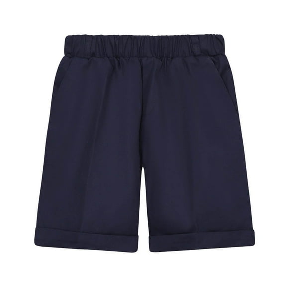 Cethrio Boys Dress Shorts- Elastic Waist Lightweight Printed Casual Fathion Boys Summer Shorts Dark Blue Size 18-24 Months