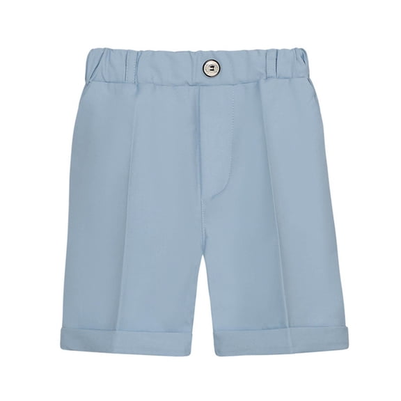 Cethrio Boys Dress Shorts- Lightweight Printed Elastic Waist Casual Fathion Boys Summer Shorts Light Blue Size 7-8 T