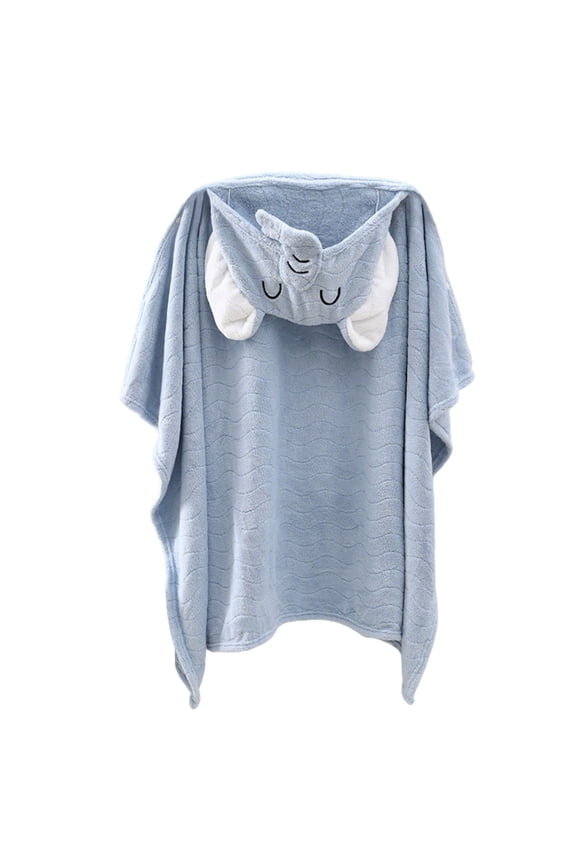 Boys Flannel Bathrobes, Comfy Soft Lightweight Hooded Sleepwear Robes Blue Size 1-13T