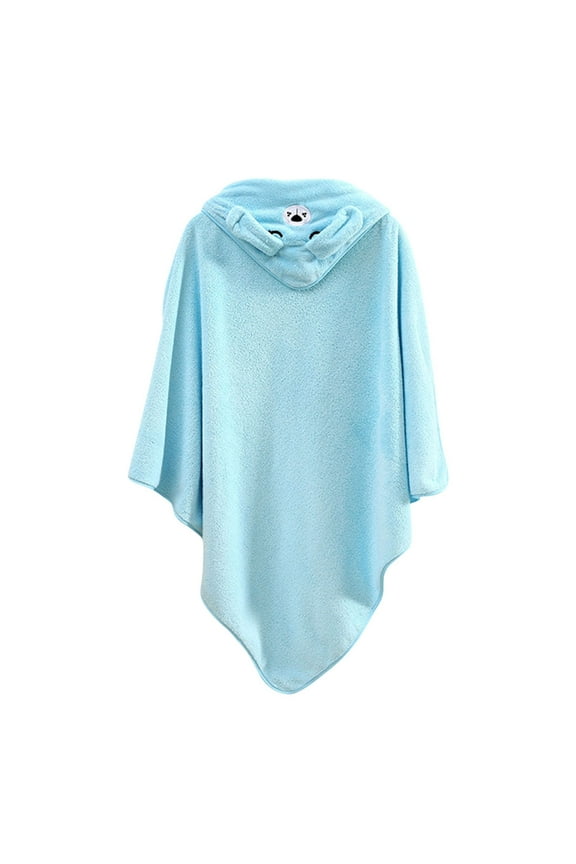 Boys Flannel Bathrobes, Hooded Cute Soft Lightweight Sleepwear Robes Blue Size 0-8T