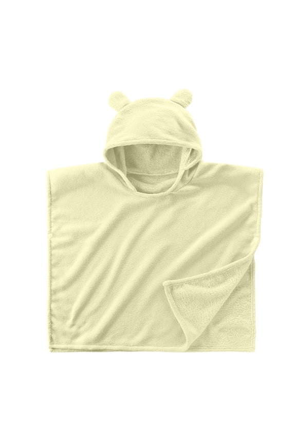 Boys Flannel Bathrobes, Warm Winter Hooded Soft Sleepwear Robes Yellow Size 1-8T