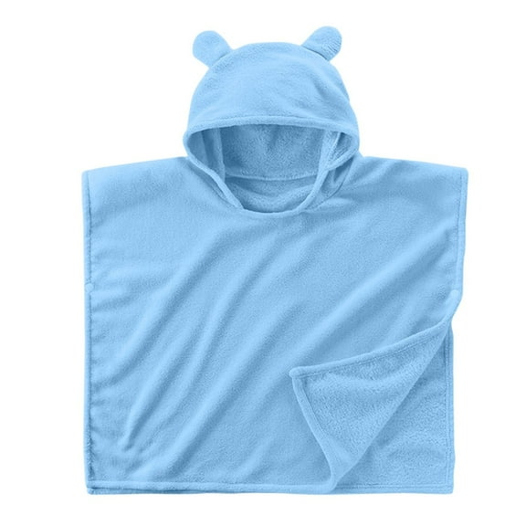 Cethrio Boys Flannel Bathrobes, Winter Soft Hooded Warm Sleepwear Robes Blue Size 1-8T