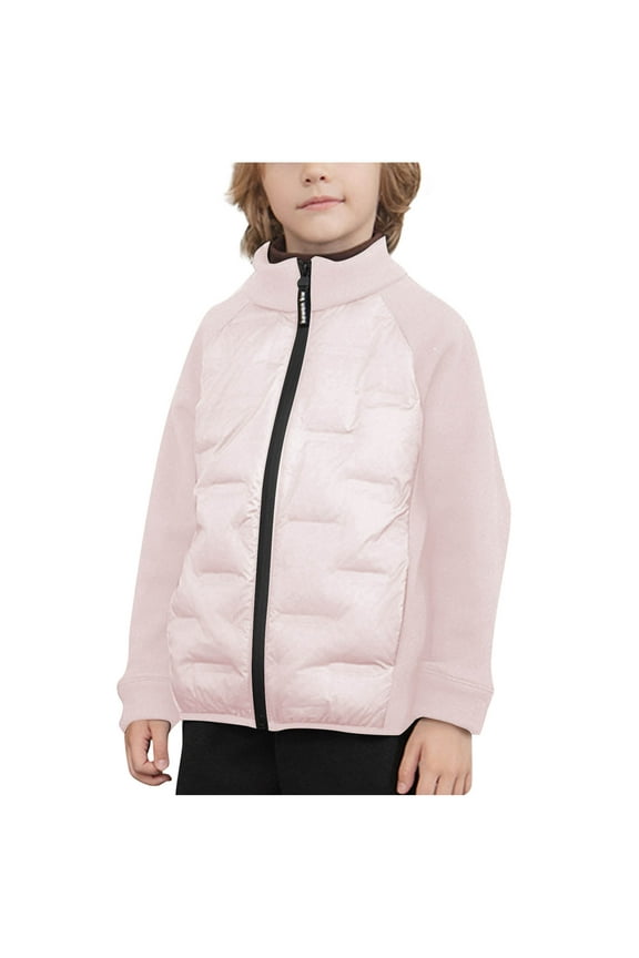 Boys Fleece Jackets, Zip up Lightweight Thermal Stand-up Collar Winter Outerwear Pink Size 10-12