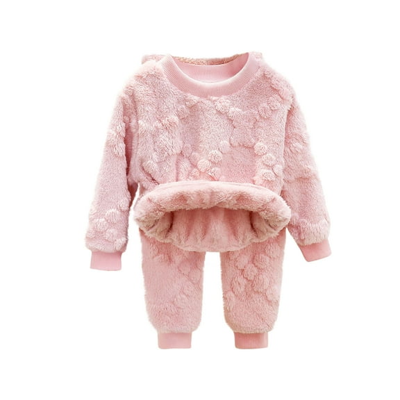 Cethrio Boys Fleece Pajama Sets, 2 Piece Soft Long Sleeve Thermal Sleepwear for Boys Pink Size 6