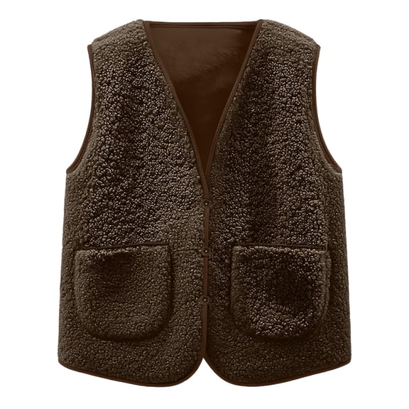 Cethrio Boys Fleece Vest, Soft Thermal Ligntweight Sleeveless Jackets with Pockets Brown Size 14