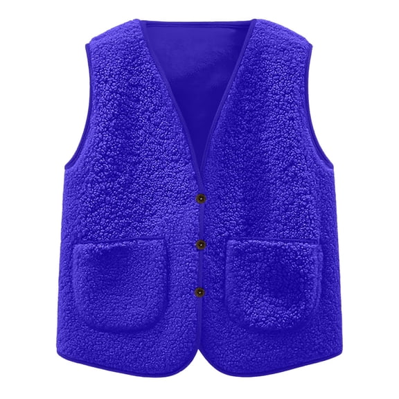 Cethrio Boys Fleece Vest, Soft Thermal Sleeveless Ligntweight Jackets with Pockets Blue Size 7-8