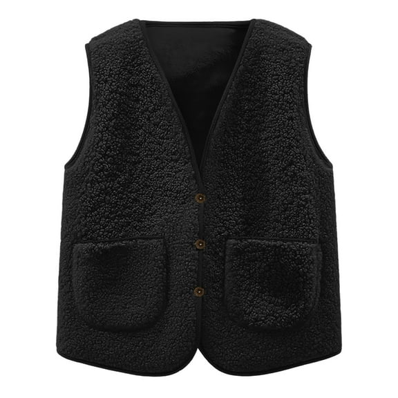 Cethrio Boys Fleece Vest, Thermal Ligntweight Fall Winter Sleeveless Jackets with Pockets Black Size 10-12